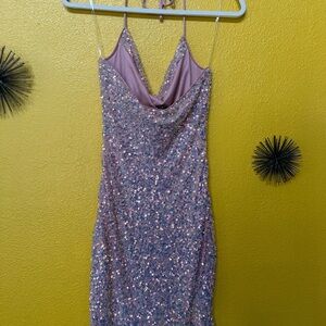 Glamorous Backless Pink Sequin Dress